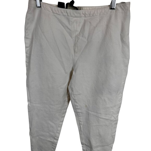 Ralph Lauren Size 12P Petite White Pants Elastic Waist Cotton Blend - Picture 9 of 9